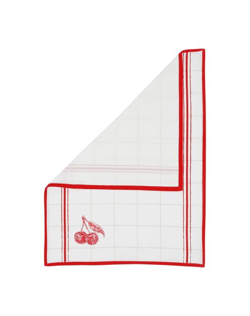 Torchon damier avec bocal en coton Torchon Collect rouge - 50x70 cm