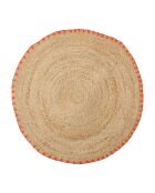 Tappeto rotondo Seguia in cotone naturale/arancione - D100 cm