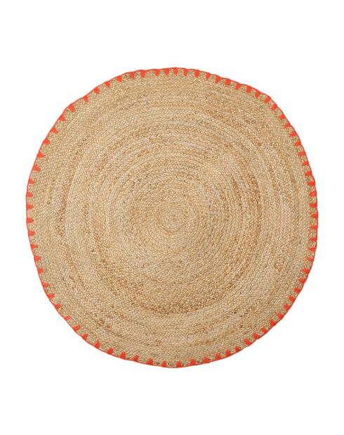 Tappeto rotondo Seguia in cotone naturale/arancione - D100 cm