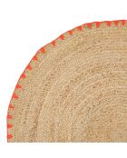 Tappeto rotondo Seguia in cotone naturale/arancione - D100 cm