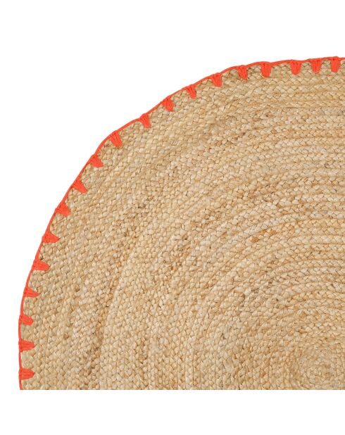 Tappeto rotondo Seguia in cotone naturale/arancione - D100 cm