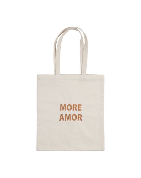 More Amor Funky Tragetasche aus ecrufarbener Baumwolle - 38x42 cm