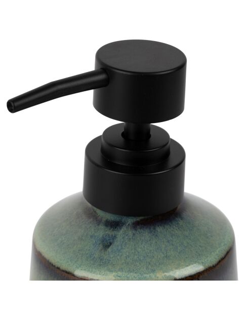 Distributeur de savon avec gobelet Raina bleu acier - D8,5xH18,5/D8,5xH12,5 cm