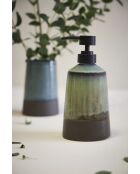 Distributeur de savon avec gobelet Raina bleu acier - D8,5xH18,5/D8,5xH12,5 cm