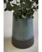 Distributeur de savon avec gobelet Raina bleu acier - D8,5xH18,5/D8,5xH12,5 cm
