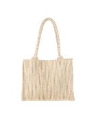 Tas met 1 ritsvak, 1 drukknop in natuurlijk Boho-katoen - 35x28x15 cm