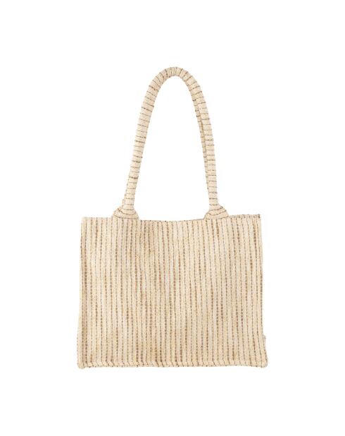 Tasche mit 1 Reißverschlusstasche, 1 Druckknopf aus natürlicher Boho-Baumwolle - 35x28x15 cm