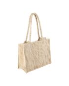 Tas met 1 ritsvak, 1 drukknop in natuurlijk Boho-katoen - 35x28x15 cm