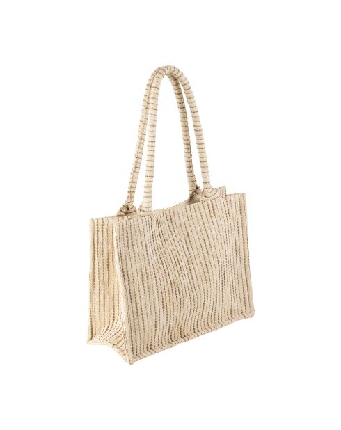 Tasche mit 1 Reißverschlusstasche, 1 Druckknopf aus natürlicher Boho-Baumwolle - 35x28x15 cm