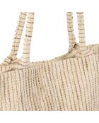 Tas met 1 ritsvak, 1 drukknop in natuurlijk Boho-katoen - 35x28x15 cm