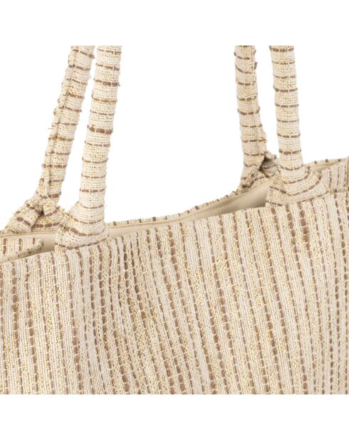 Tasche mit 1 Reißverschlusstasche, 1 Druckknopf aus natürlicher Boho-Baumwolle - 35x28x15 cm