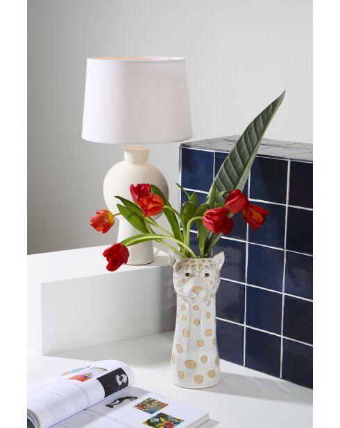 Lampe en lin Klosen E27 câble 1,20 m écrue - D24,5xH52 cm