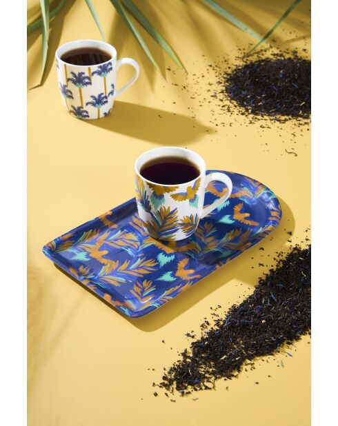 Plateau Mocoa indigo/camel - 17,5x30 cm