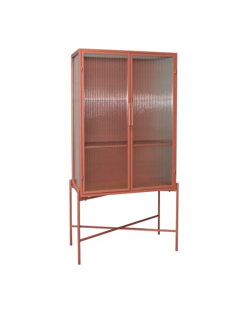 Cabinet 3 niveaux trempé Lery terracotta - 70x35xH140 cm
