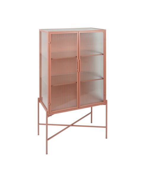 Cabinet 3 niveaux trempé Lery terracotta - 70x35xH140 cm
