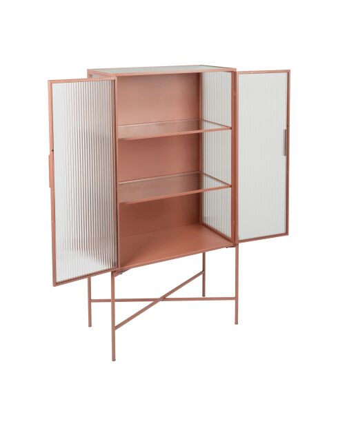 Cabinet 3 niveaux trempé Lery terracotta - 70x35xH140 cm