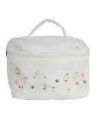 Vanity-case en gaze de coton La Ferme écru/multicolore - 30x10x15 cm