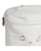 Vanity-case en gaze de coton La Ferme écru/multicolore - 30x10x15 cm