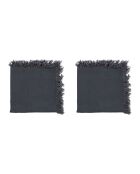 2 serviettes en coton lavé 175 g/m² Nalia gris foncé - 35x35 cm