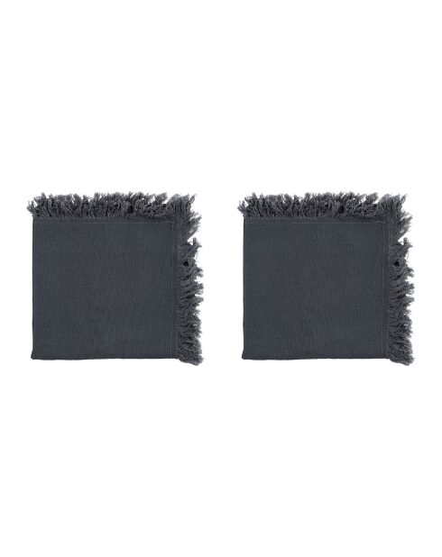 2 serviettes en coton lavé 175 g/m² Nalia gris foncé - 35x35 cm