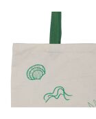 Sac tote bag en coton Vencia écru/vert - 38x42 cm
