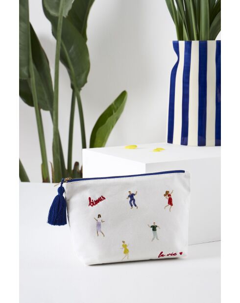 Pochette en coton Bellagio écrue - 26x7x17 cm