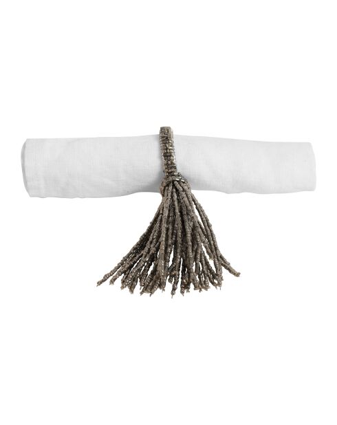 6 Ronds de serviette Perlia gris argenté - D4 cm