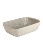 Plat à four rectangulaire Jeanne blanc moucheté - 33x20x7,5 cm