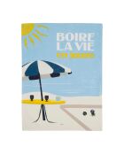 Torchon en coton Pastis bleu ciel/jaune - 50x70 cm