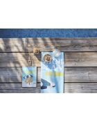 Torchon en coton Pastis bleu ciel/jaune - 50x70 cm
