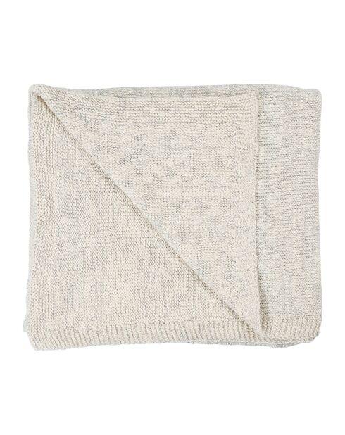 Plaid Ombelio aus Baumwolle in Natur/Silber - 150x125 cm