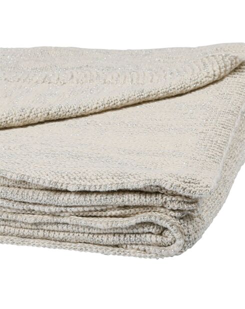 Plaid Ombelio aus Baumwolle in Natur/Silber - 150x125 cm