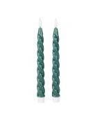 2 gedrehte LED-Kerzen BTE Candle 2xAAA tannengrün - D2xh25 cm