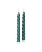 2 gedrehte LED-Kerzen BTE Candle 2xAAA tannengrün - D2xh25 cm