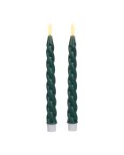 2 gedrehte LED-Kerzen BTE Candle 2xAAA tannengrün - D2xh25 cm