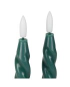 2 gedrehte LED-Kerzen BTE Candle 2xAAA tannengrün - D2xh25 cm