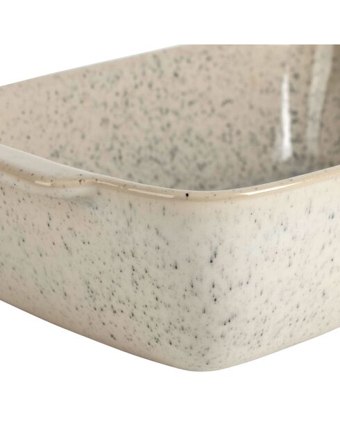 Plato de horno rectangular Jeanne, blanco moteado, 26 x 15,5 x 7 cm