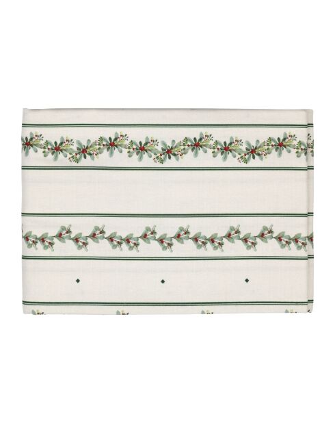 Katoenen kersttafelkleed 200 g/m² naturel/groen - 260x160 cm
