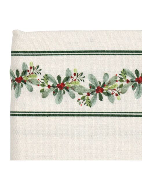 Katoenen kersttafelkleed 200 g/m² naturel/groen - 260x160 cm