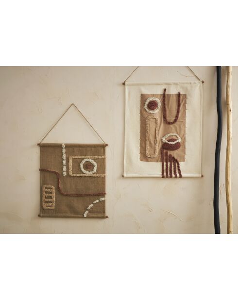 Soul Craft Leinwand aus getufteter Baumwolle, 70x90 cm, ecru/braun