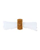 6 Ronds de serviette en coton Billes bruns - D4 cm