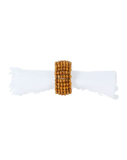6 Ronds de serviette en coton Billes bruns - D4 cm