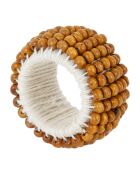 6 Ronds de serviette en coton Billes bruns - D4 cm