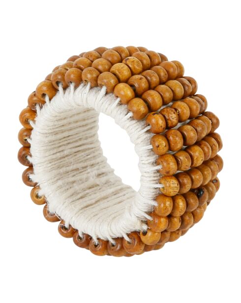 6 Ronds de serviette en coton Billes bruns - D4 cm