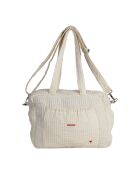 Amour Famille Baumwolltasche mit Wabenmuster ecru/rot - 40x12x30 cm