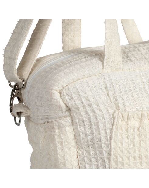 Amour Famille Baumwolltasche mit Wabenmuster ecru/rot - 40x12x30 cm
