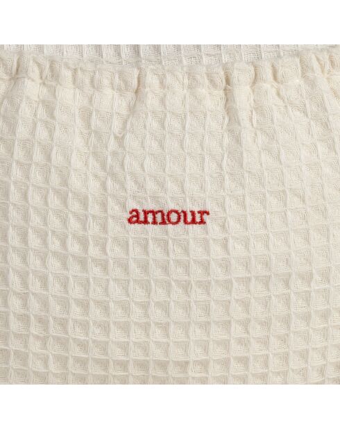 Amour Famille Baumwolltasche mit Wabenmuster ecru/rot - 40x12x30 cm