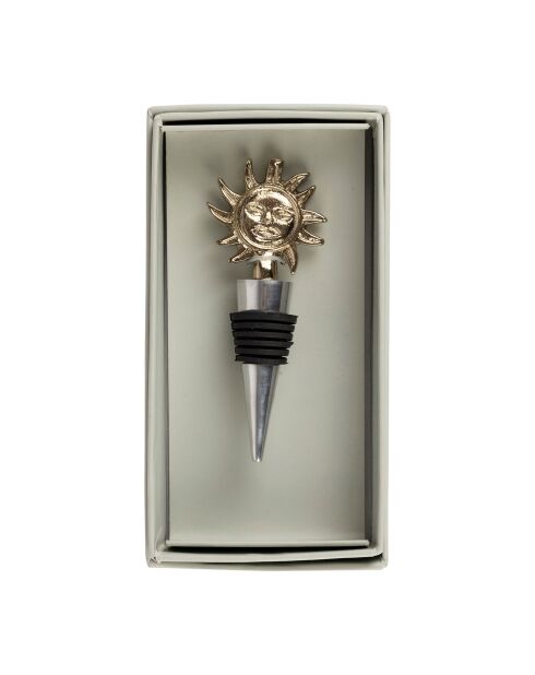 Bouchon de bouteille soleil en aluminium BTE Sunny doré - 4,5x11 cm