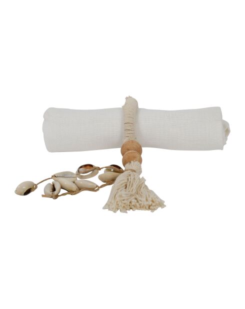 6 Ronds de serviette macramé en coton Cauri naturels - D4 cm
