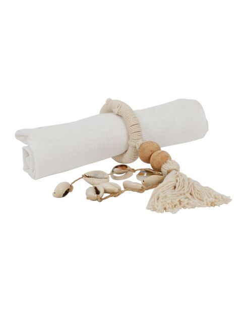 6 Ronds de serviette macramé en coton Cauri naturels - D4 cm